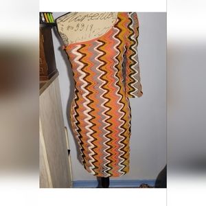 Hello Miss Take Me Out Dress One Sleeve NWT Size Large  Pink Gray Yellow